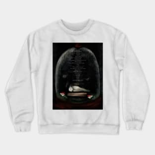 Gothic Bird Taxidermy Art and Poem Glass Cloche Bluebird Moss and Mushrooms Crewneck Sweatshirt